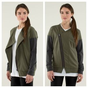 Lululemon mula bundle wrap heathered green gray sweater jacket size 6-8